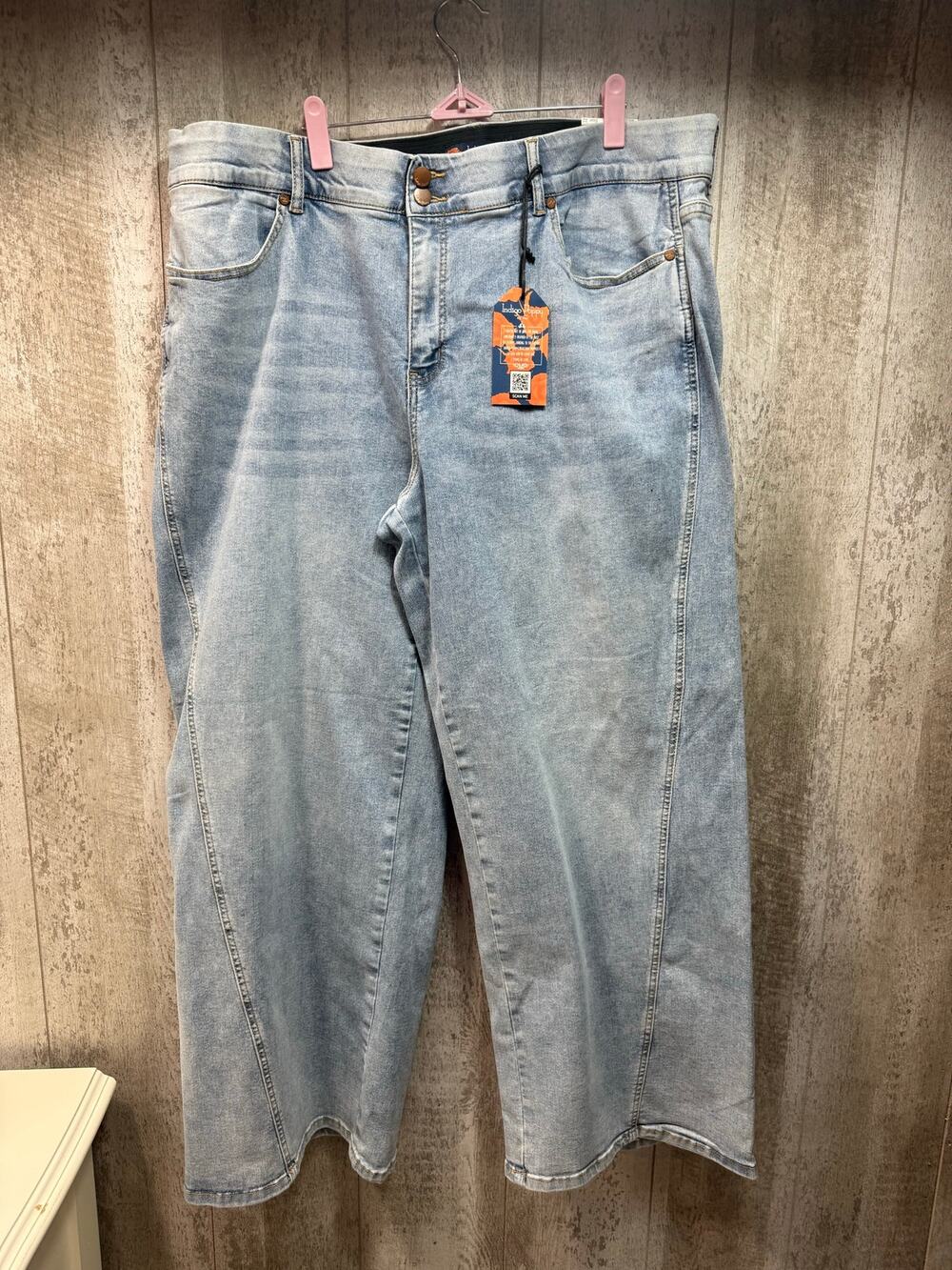 Indigo Poppy Dylan Jeans Womens 22 Wide Leg High Rise Tummy Control NWT 30”